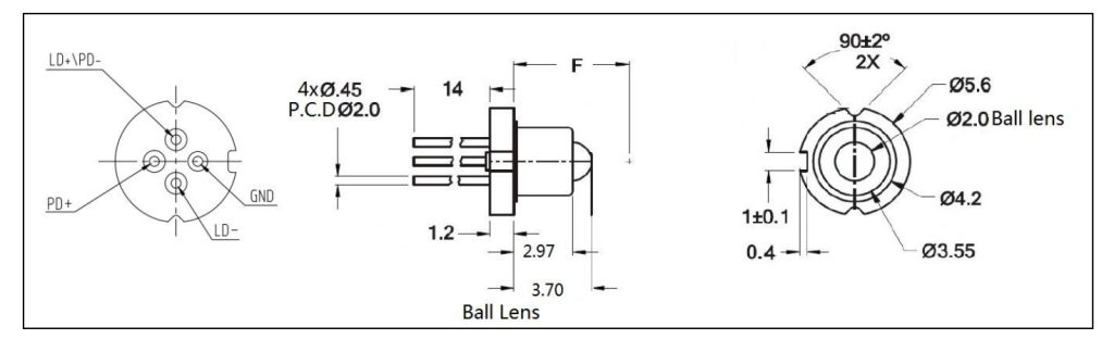 2.5G 1310nm FP TO drawing